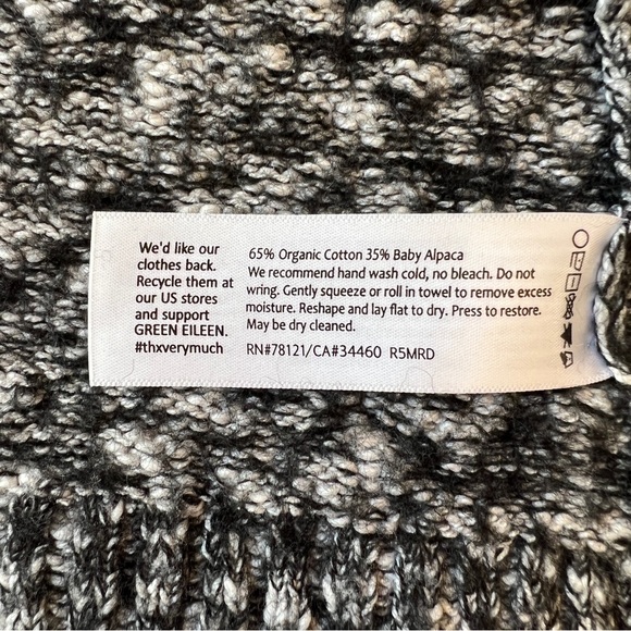 EILEEN FISHER CARDIGAN OPEN FRONT SHAWL COLLAR COTTON BABY ALPACA DRAPEY SZ LG - Picture 12 of 12